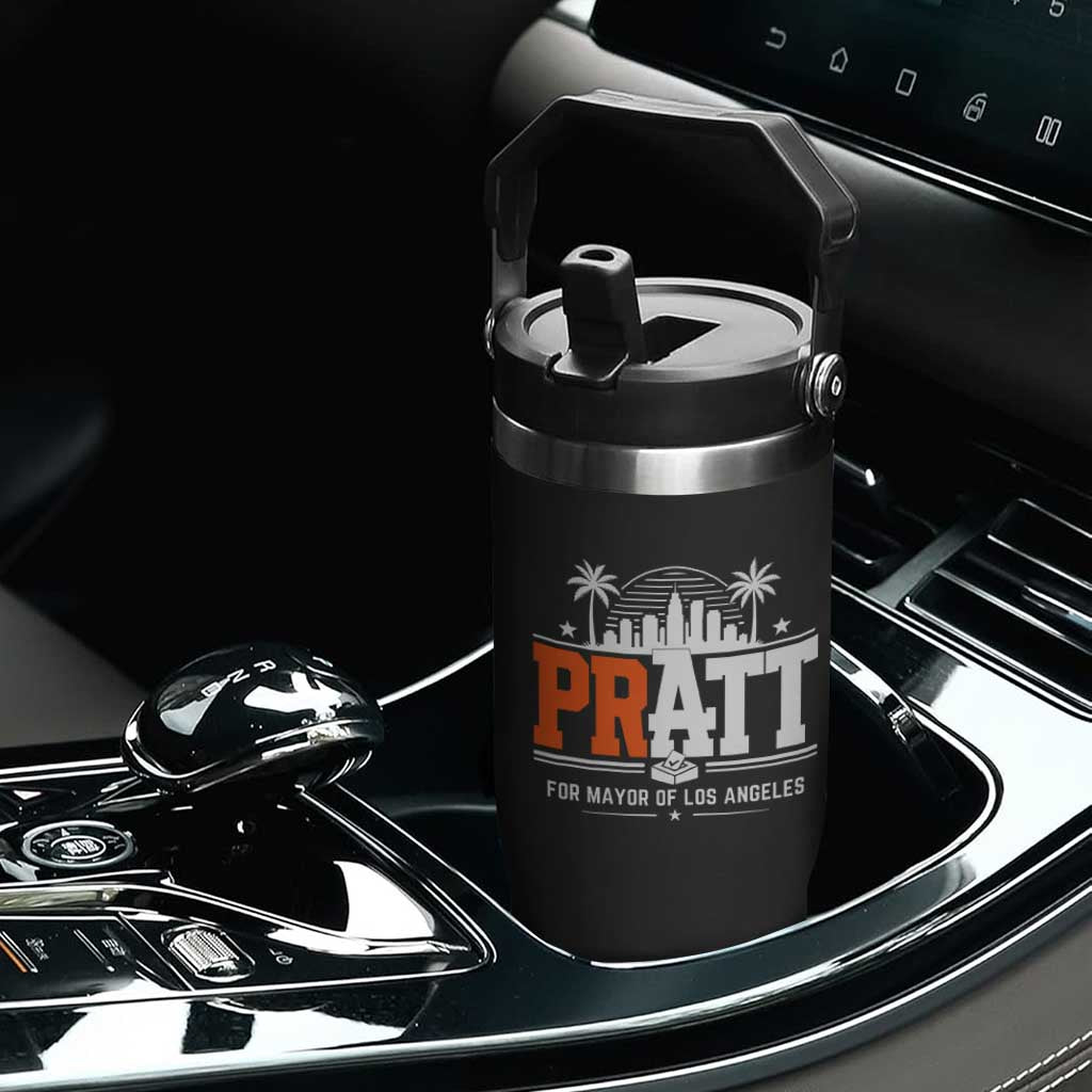 Pratt for Mayor of Los Angeles Retro Skyline Graphic Flip Straw Tumbler Support Local Leadership LA City California Pride TS02 Print Your Wear