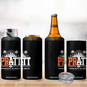 Pratt for Mayor of Los Angeles Retro Skyline Graphic 4 in 1 Can Cooler Tumbler Support Local Leadership LA City California Pride TS02 Print Your Wear