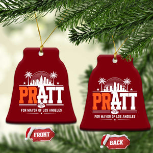 Pratt for Mayor of Los Angeles Retro Skyline Graphic Ceramic Ornament Support Local Leadership LA City California Pride TS02 Print Your Wear