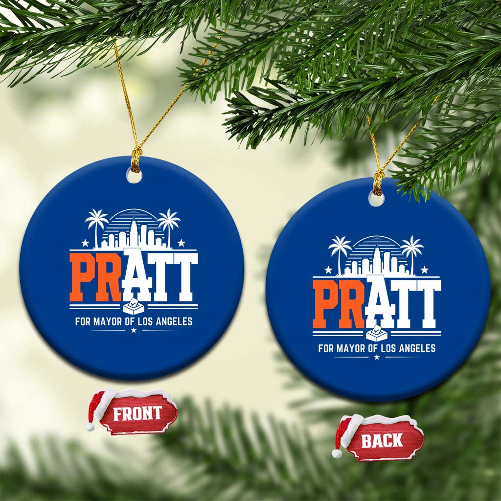 Pratt for Mayor of Los Angeles Retro Skyline Graphic Ceramic Ornament Support Local Leadership LA City California Pride TS02 1pc Blue Print Your Wear