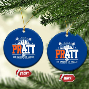 Pratt for Mayor of Los Angeles Retro Skyline Graphic Ceramic Ornament Support Local Leadership LA City California Pride TS02 1pc Blue Print Your Wear