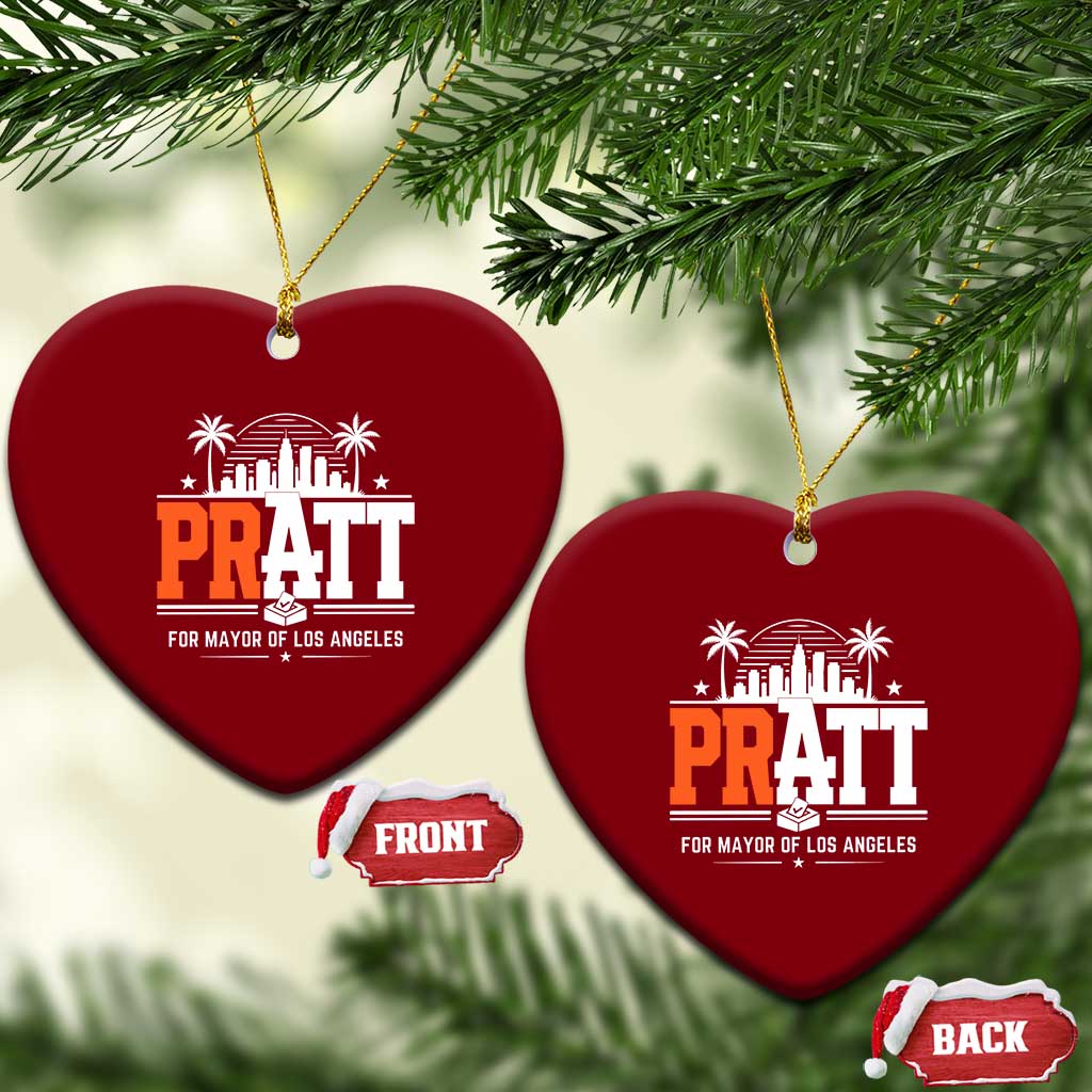 Pratt for Mayor of Los Angeles Retro Skyline Graphic Ceramic Ornament Support Local Leadership LA City California Pride TS02 Print Your Wear