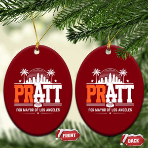 Pratt for Mayor of Los Angeles Retro Skyline Graphic Ceramic Ornament Support Local Leadership LA City California Pride TS02 Print Your Wear