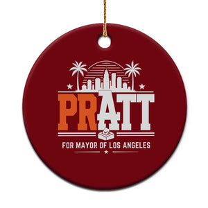 Pratt for Mayor of Los Angeles Retro Skyline Graphic Ceramic Ornament Support Local Leadership LA City California Pride TS02 1pc Red Print Your Wear