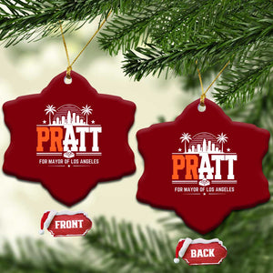 Pratt for Mayor of Los Angeles Retro Skyline Graphic Ceramic Ornament Support Local Leadership LA City California Pride TS02 Print Your Wear