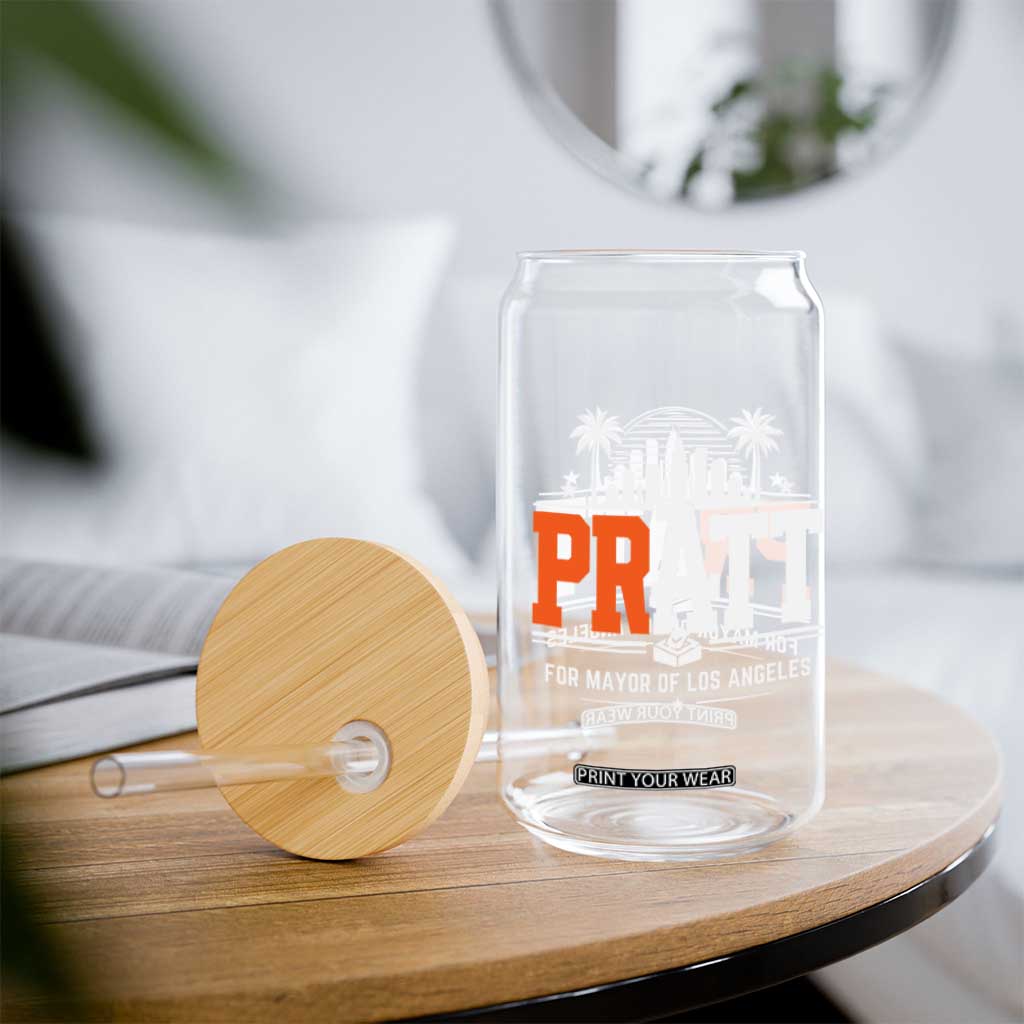 Pratt for Mayor of Los Angeles Retro Skyline Graphic Glass Can Support Local Leadership LA City California Pride TS02 Print Your Wear