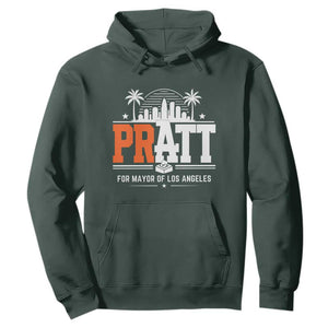Pratt for Mayor of Los Angeles Retro Skyline Graphic Hoodie Support Local Leadership LA City California Pride TS02 Dark Forest Green Print Your Wear