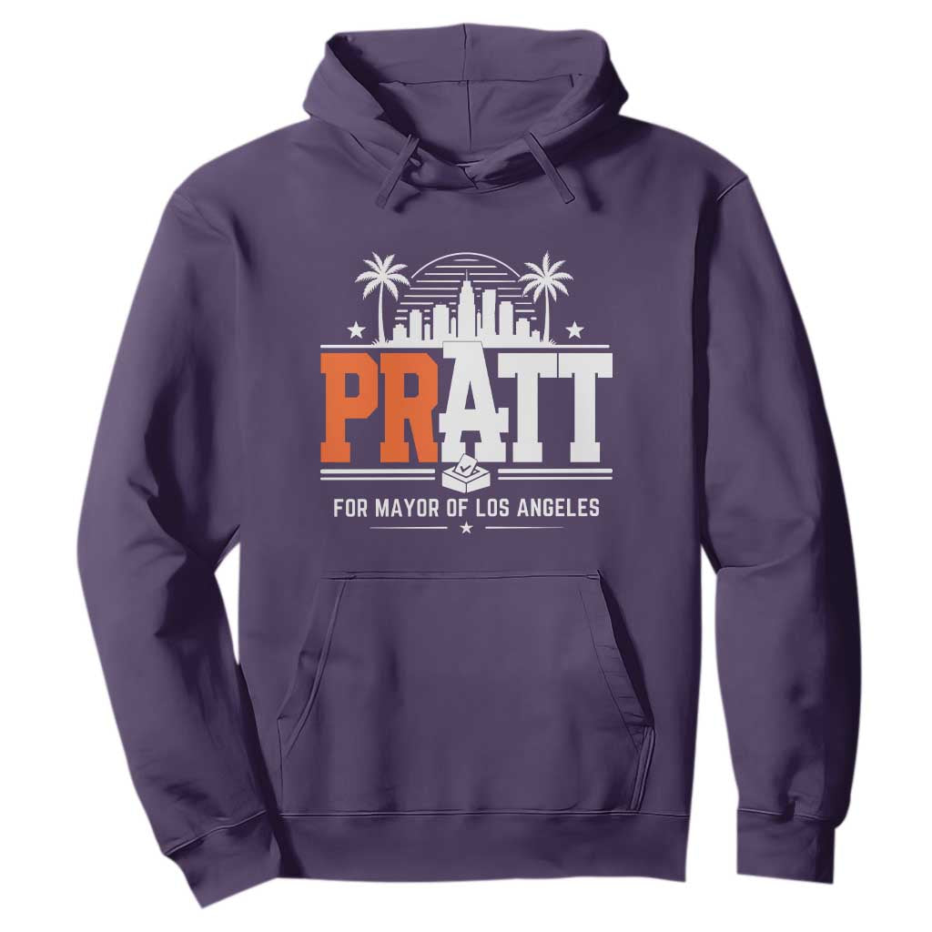 Pratt for Mayor of Los Angeles Retro Skyline Graphic Hoodie Support Local Leadership LA City California Pride TS02 Purple Print Your Wear