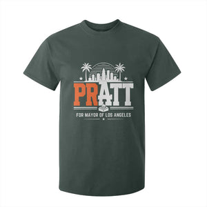 Pratt for Mayor of Los Angeles Retro Skyline Graphic T Shirt For Kid Support Local Leadership LA City California Pride TS02 Dark Forest Green Print Your Wear