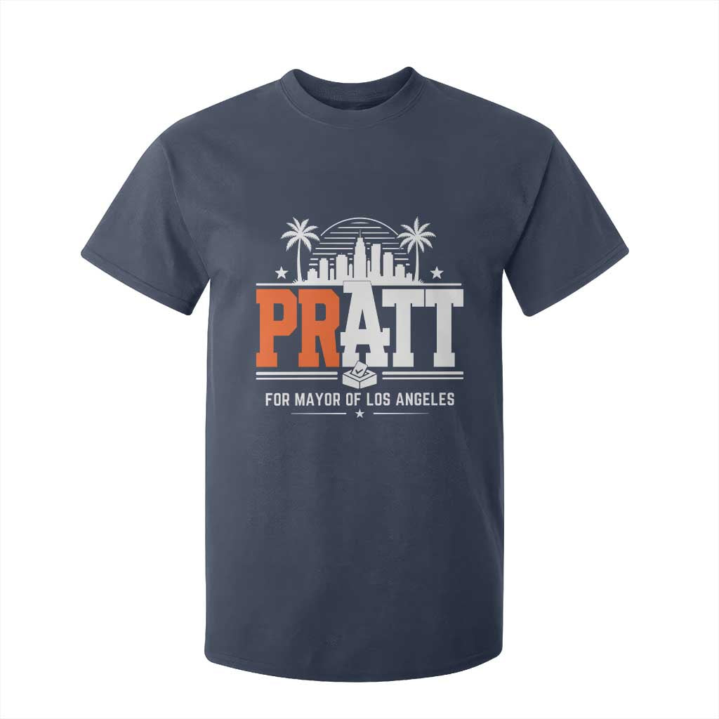 Pratt for Mayor of Los Angeles Retro Skyline Graphic T Shirt For Kid Support Local Leadership LA City California Pride TS02 Navy Print Your Wear