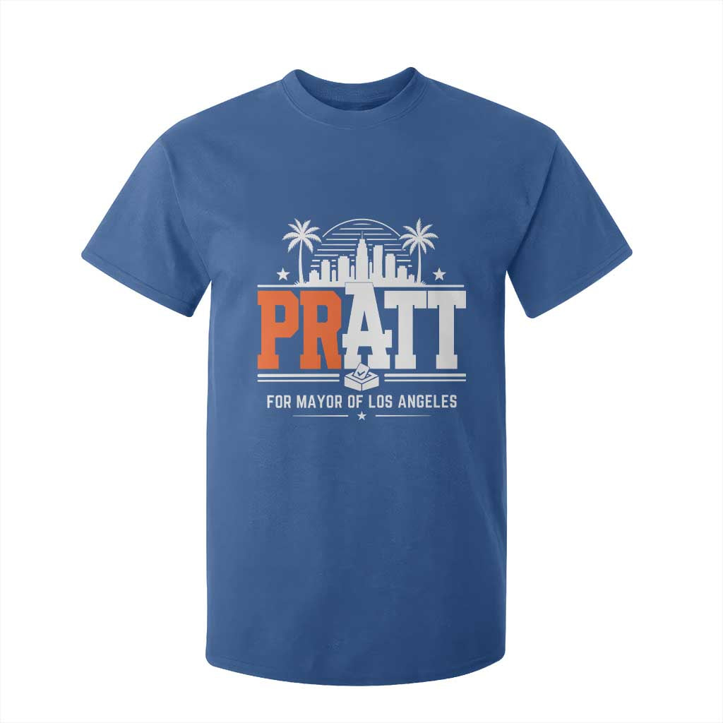 Pratt for Mayor of Los Angeles Retro Skyline Graphic T Shirt For Kid Support Local Leadership LA City California Pride TS02 Royal Blue Print Your Wear