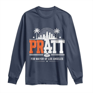 Pratt for Mayor of Los Angeles Retro Skyline Graphic Long Sleeve Shirt Support Local Leadership LA City California Pride TS02 Navy Print Your Wear