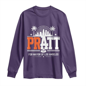 Pratt for Mayor of Los Angeles Retro Skyline Graphic Long Sleeve Shirt Support Local Leadership LA City California Pride TS02 Purple Print Your Wear