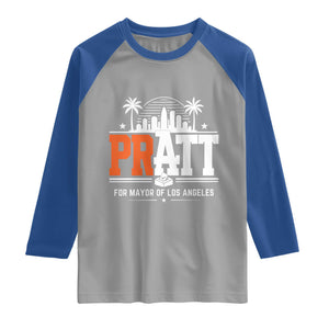 Pratt for Mayor of Los Angeles Retro Skyline Graphic Raglan Shirt Support Local Leadership LA City California Pride TS02 Sport Gray Royal Print Your Wear