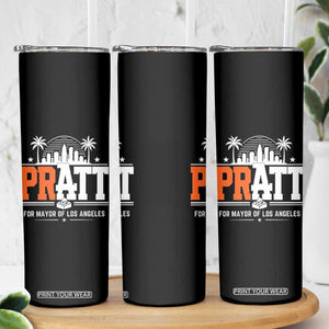 Pratt for Mayor of Los Angeles Retro Skyline Graphic Skinny Tumbler Support Local Leadership LA City California Pride TS02 Print Your Wear