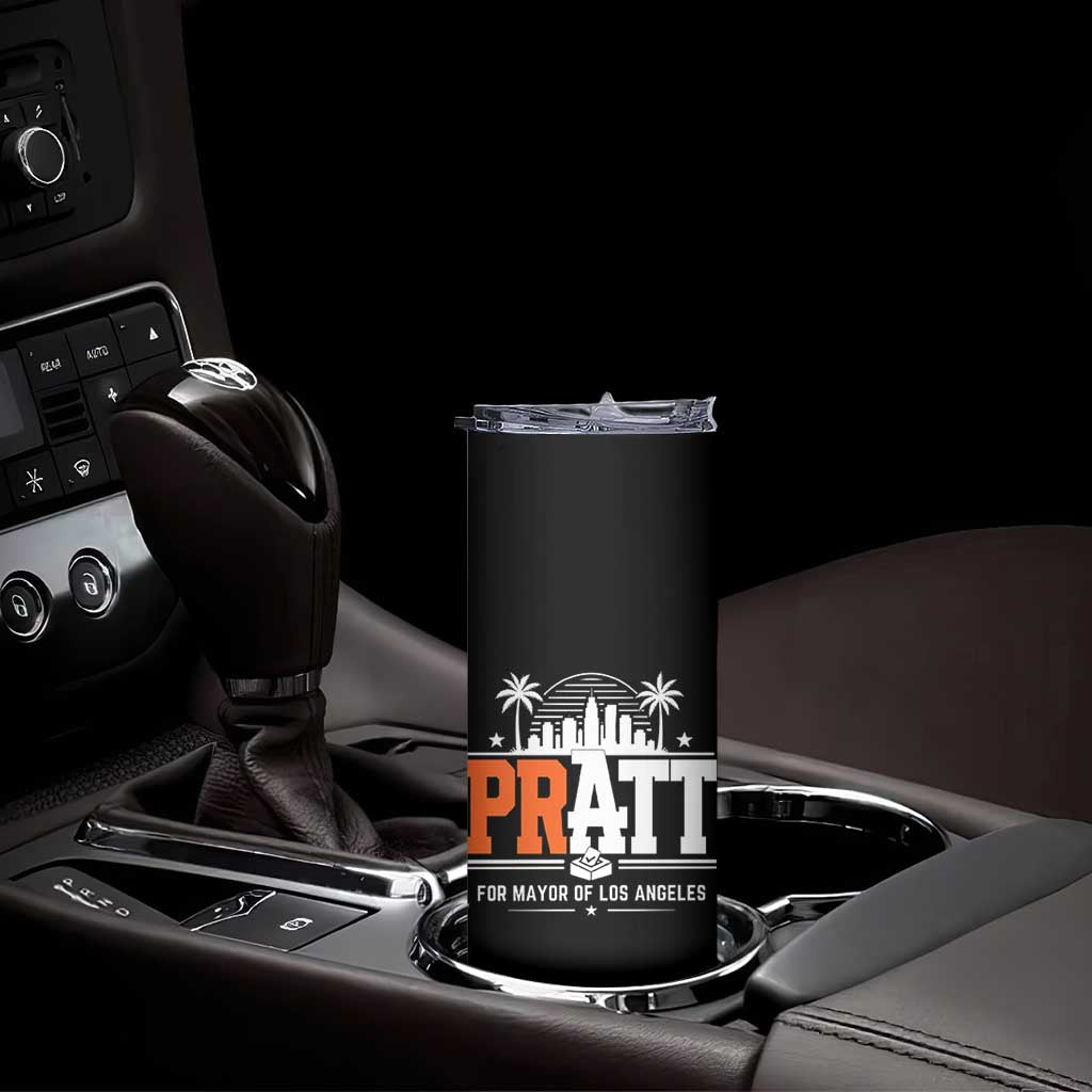 Pratt for Mayor of Los Angeles Retro Skyline Graphic Skinny Tumbler Support Local Leadership LA City California Pride TS02 Print Your Wear