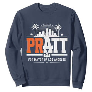 Pratt for Mayor of Los Angeles Retro Skyline Graphic Sweatshirt Support Local Leadership LA City California Pride TS02 Navy Print Your Wear