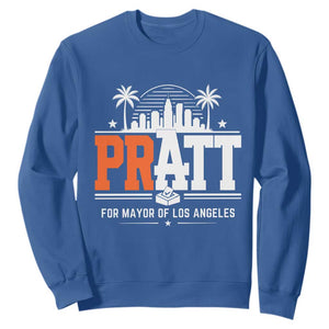 Pratt for Mayor of Los Angeles Retro Skyline Graphic Sweatshirt Support Local Leadership LA City California Pride TS02 Royal Blue Print Your Wear