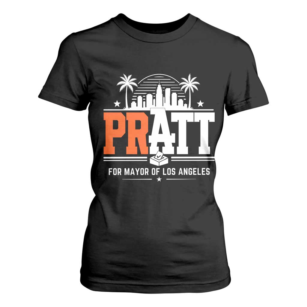 Pratt for Mayor of Los Angeles Retro Skyline Graphic T Shirt For Women Support Local Leadership LA City California Pride TS02 Black Print Your Wear