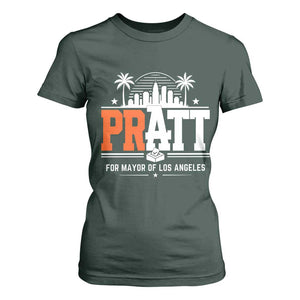 Pratt for Mayor of Los Angeles Retro Skyline Graphic T Shirt For Women Support Local Leadership LA City California Pride TS02 Dark Forest Green Print Your Wear