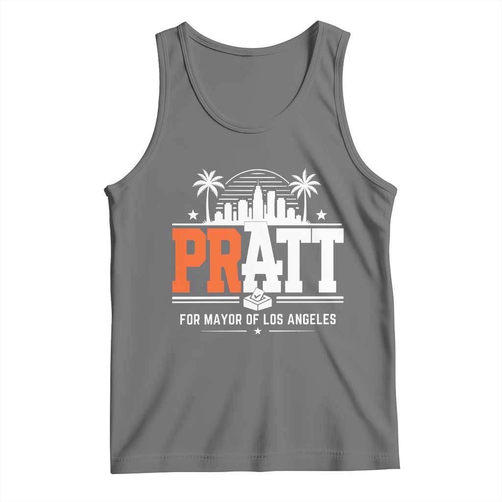 Pratt for Mayor of Los Angeles Retro Skyline Graphic Tank Top Support Local Leadership LA City California Pride TS02 Black Heather Print Your Wear