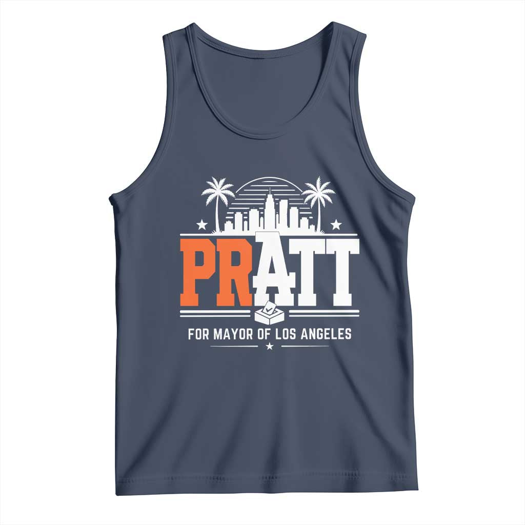 Pratt for Mayor of Los Angeles Retro Skyline Graphic Tank Top Support Local Leadership LA City California Pride TS02 Navy Print Your Wear