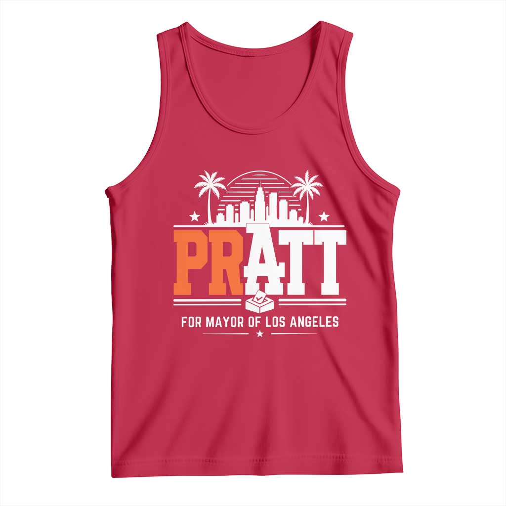 Pratt for Mayor of Los Angeles Retro Skyline Graphic Tank Top Support Local Leadership LA City California Pride TS02 Red Print Your Wear