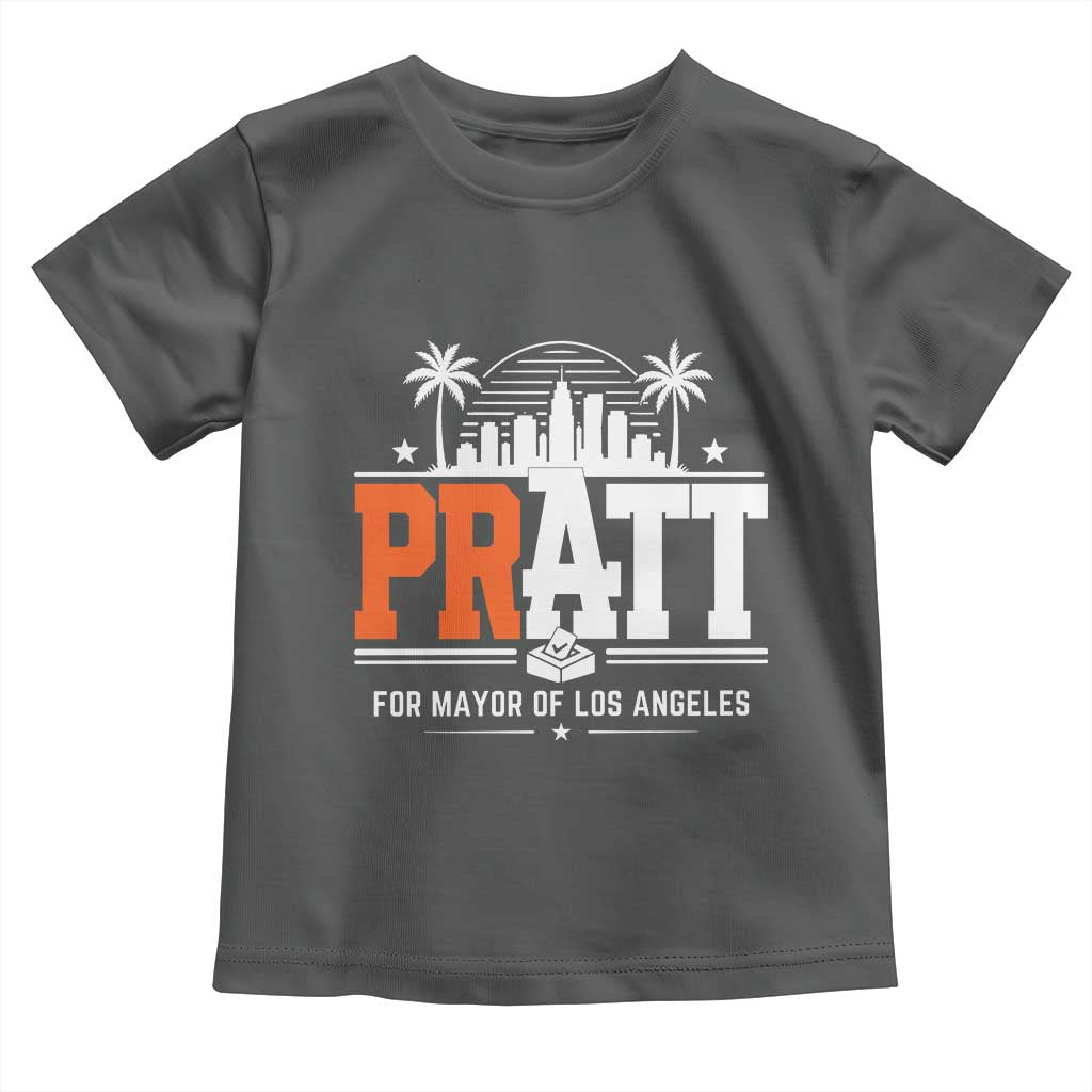 Pratt for Mayor of Los Angeles Retro Skyline Graphic Toddler T Shirt Support Local Leadership LA City California Pride TS02 Dark Heather Print Your Wear