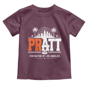 Pratt for Mayor of Los Angeles Retro Skyline Graphic Toddler T Shirt Support Local Leadership LA City California Pride TS02 Maroon Print Your Wear