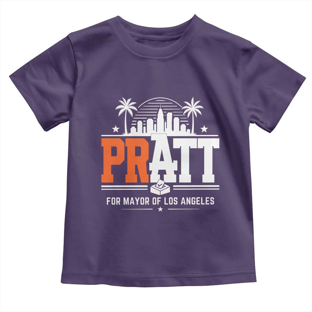 Pratt for Mayor of Los Angeles Retro Skyline Graphic Toddler T Shirt Support Local Leadership LA City California Pride TS02 Purple Print Your Wear