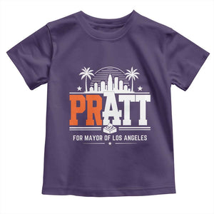 Pratt for Mayor of Los Angeles Retro Skyline Graphic Toddler T Shirt Support Local Leadership LA City California Pride TS02 Purple Print Your Wear