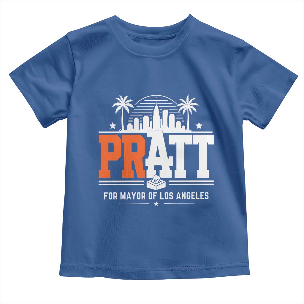 Pratt for Mayor of Los Angeles Retro Skyline Graphic Toddler T Shirt Support Local Leadership LA City California Pride TS02 Royal Blue Print Your Wear