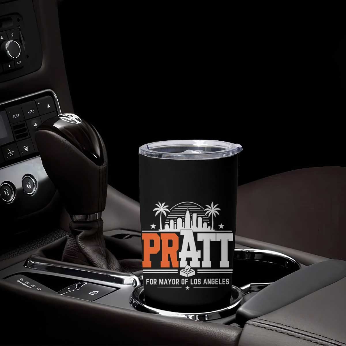 Pratt for Mayor of Los Angeles Retro Skyline Graphic Tumbler Cup Support Local Leadership LA City California Pride TS02 Print Your Wear