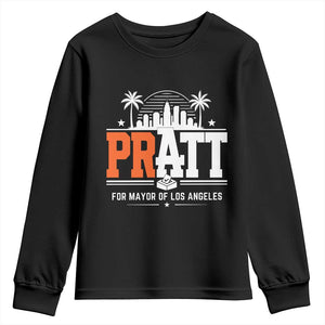 Pratt for Mayor of Los Angeles Retro Skyline Graphic Youth Sweatshirt Support Local Leadership LA City California Pride TS02 Black Print Your Wear
