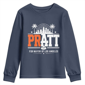 Pratt for Mayor of Los Angeles Retro Skyline Graphic Youth Sweatshirt Support Local Leadership LA City California Pride TS02 Navy Print Your Wear