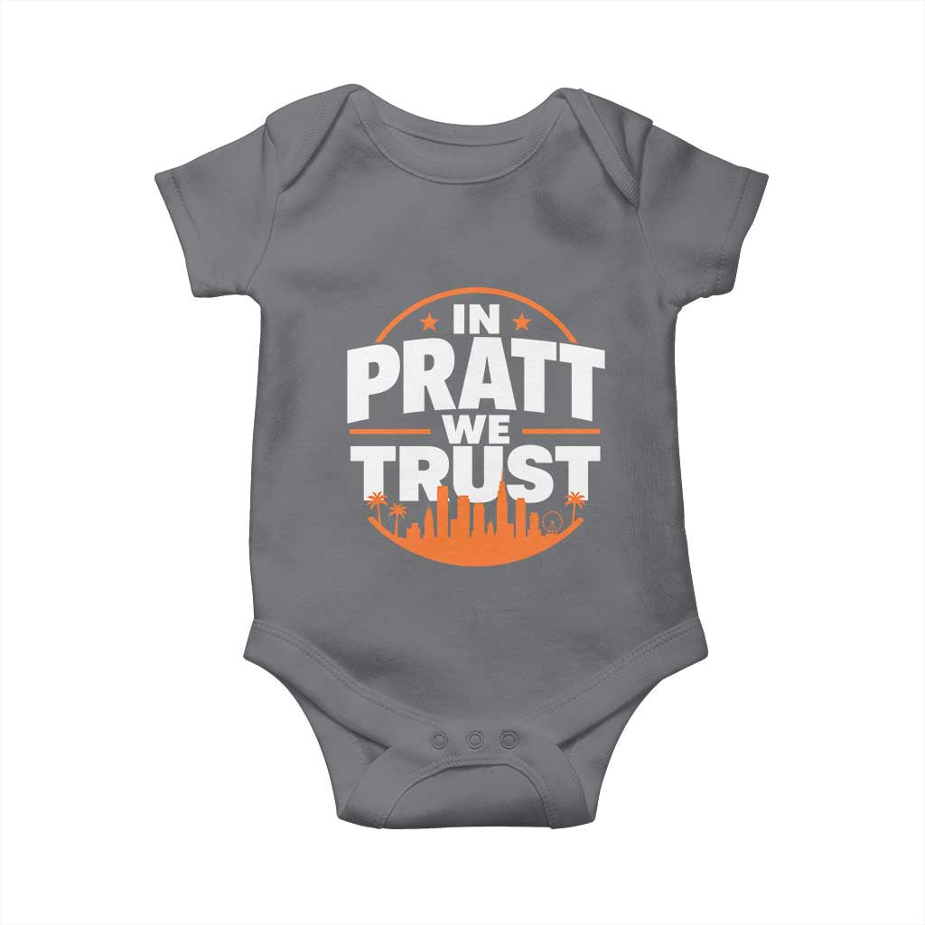 In Pratt We Trust Los Angeles Skyline Graphic Baby Onesie Patriotic LA City California Pride Local Leadership TS02 Charcoal Print Your Wear