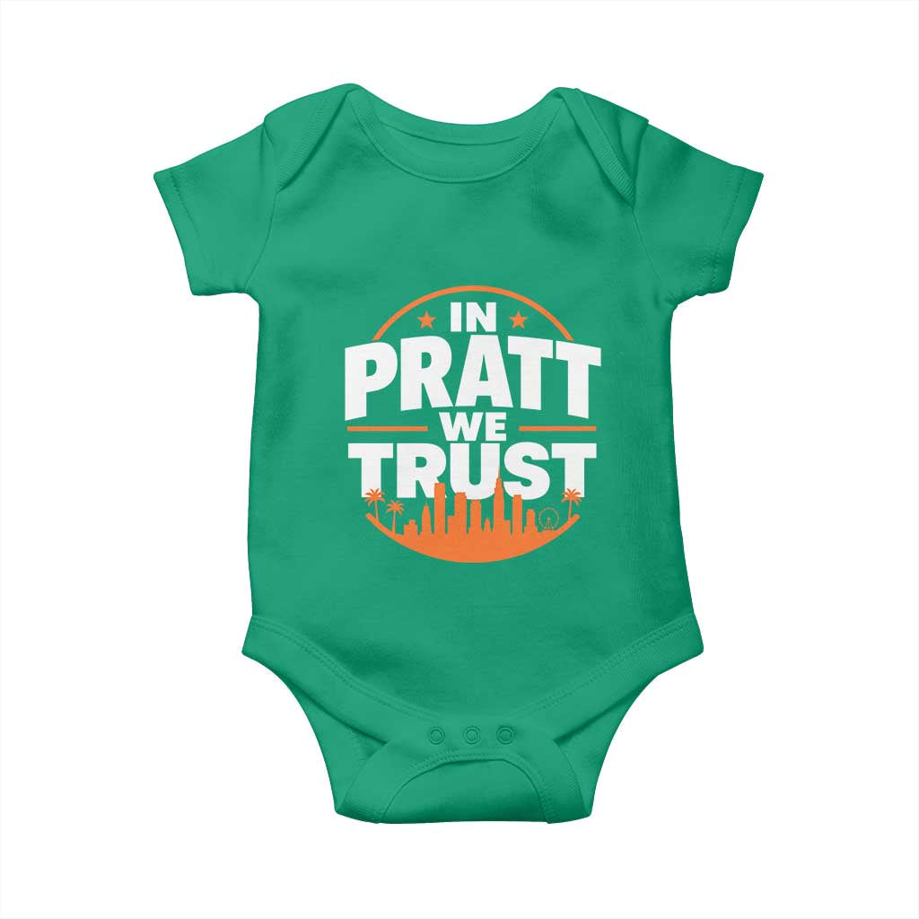 In Pratt We Trust Los Angeles Skyline Graphic Baby Onesie Patriotic LA City California Pride Local Leadership TS02 Irish Green Print Your Wear