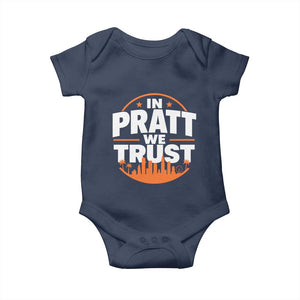 In Pratt We Trust Los Angeles Skyline Graphic Baby Onesie Patriotic LA City California Pride Local Leadership TS02 Navy Print Your Wear