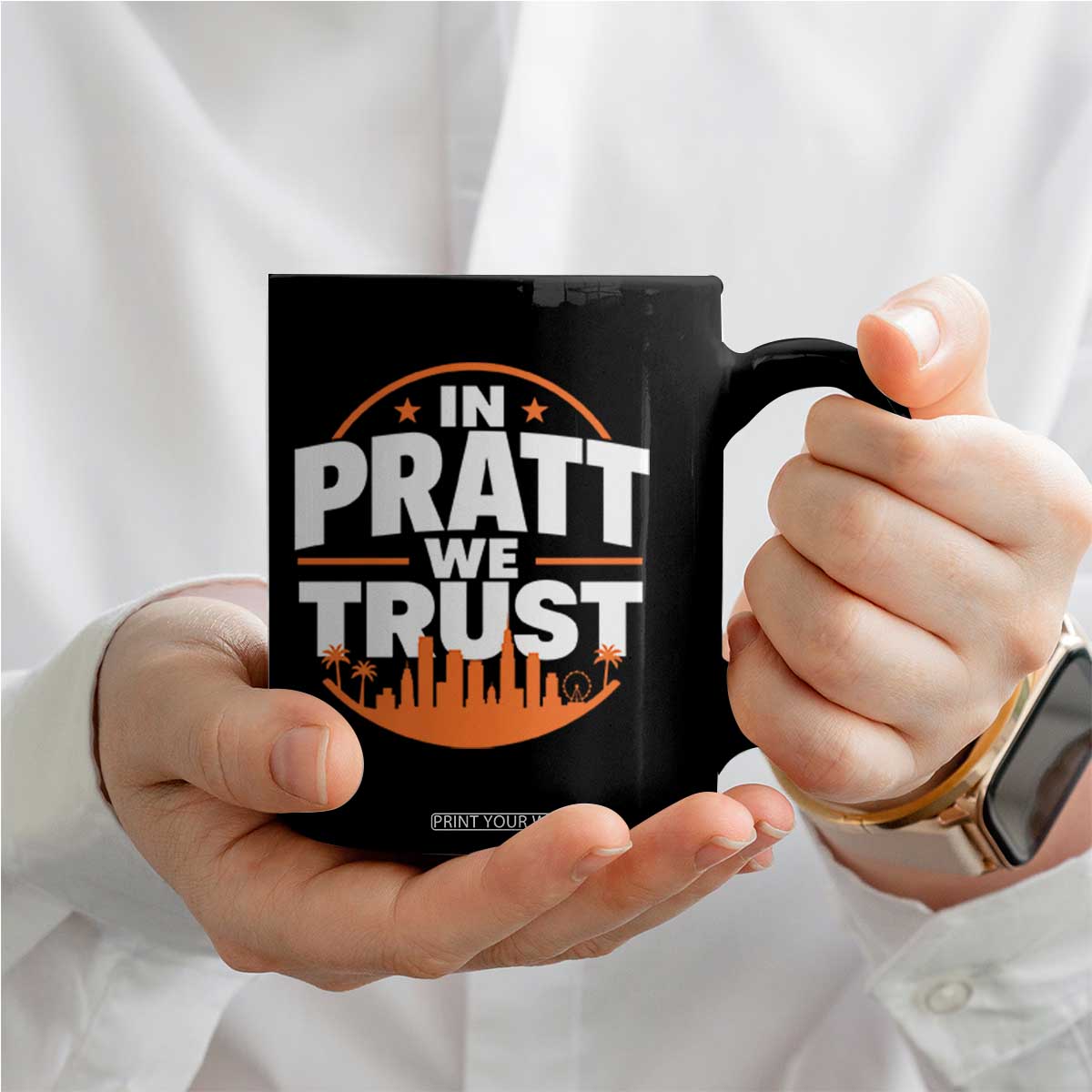 In Pratt We Trust Los Angeles Skyline Graphic Coffee Mug Patriotic LA City California Pride Local Leadership TS02 Print Your Wear