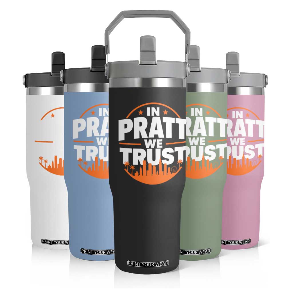 In Pratt We Trust Los Angeles Skyline Graphic Flip Straw Tumbler Patriotic LA City California Pride Local Leadership TS02 Print Your Wear
