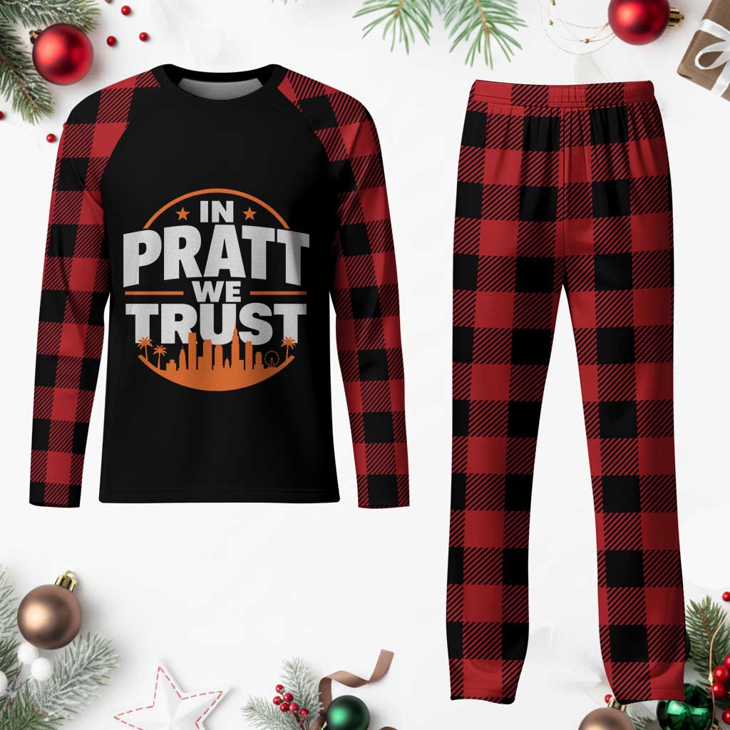 In Pratt We Trust Los Angeles Skyline Graphic Plaid Pajama Set Patriotic LA City California Pride Local Leadership TS02 Buffalo Plaid Print Your Wear