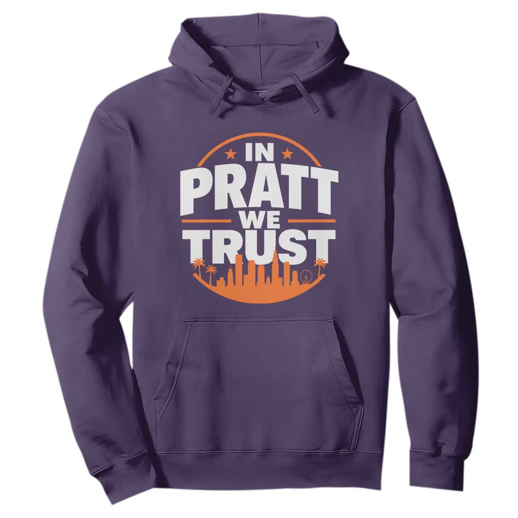 In Pratt We Trust Los Angeles Skyline Graphic Hoodie Patriotic LA City California Pride Local Leadership TS02 Purple Print Your Wear