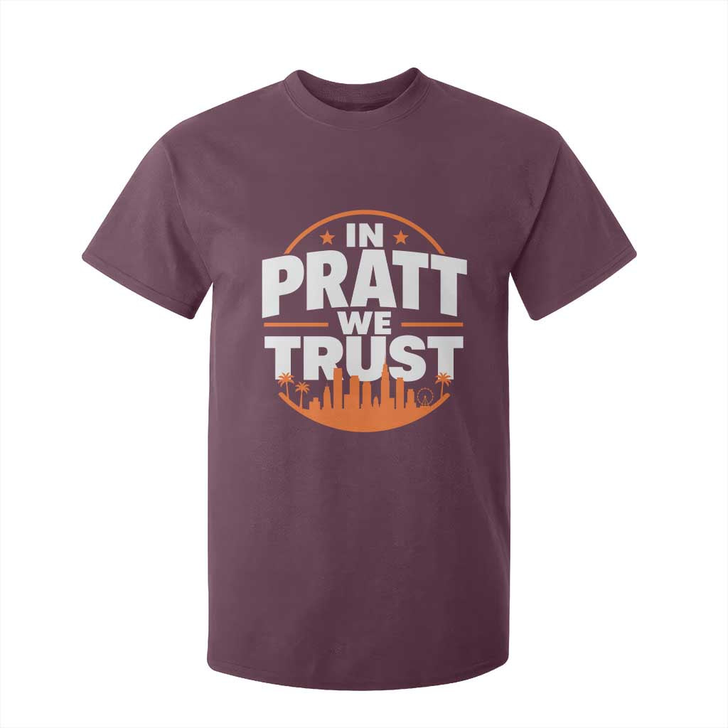 In Pratt We Trust Los Angeles Skyline Graphic T Shirt For Kid Patriotic LA City California Pride Local Leadership TS02 Maroon Print Your Wear