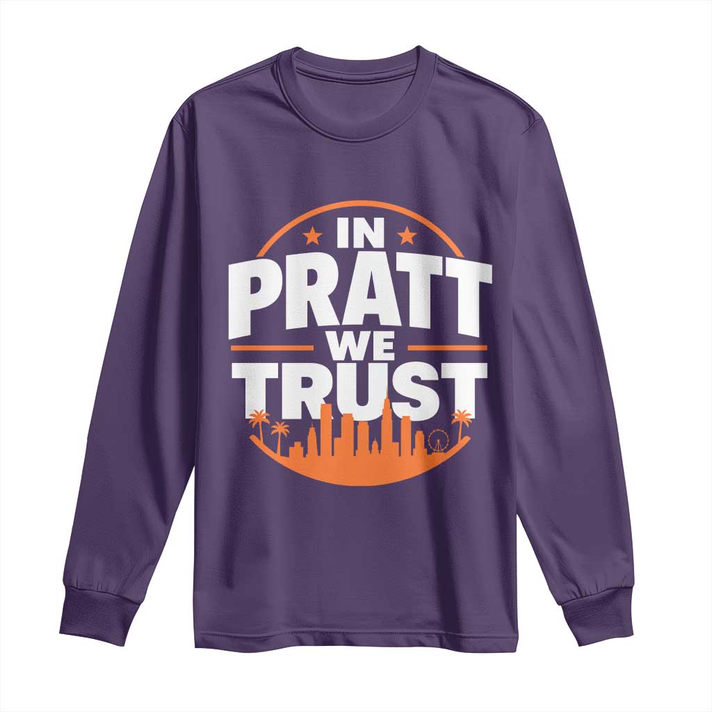 In Pratt We Trust Los Angeles Skyline Graphic Long Sleeve Shirt Patriotic LA City California Pride Local Leadership TS02 Purple Print Your Wear