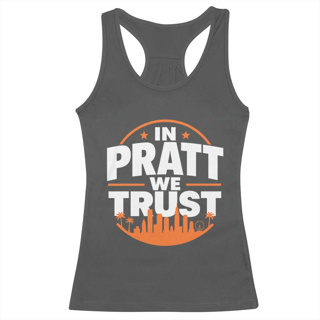 In Pratt We Trust Los Angeles Skyline Graphic Racerback Tank Top Patriotic LA City California Pride Local Leadership TS02 Dark Heather Print Your Wear