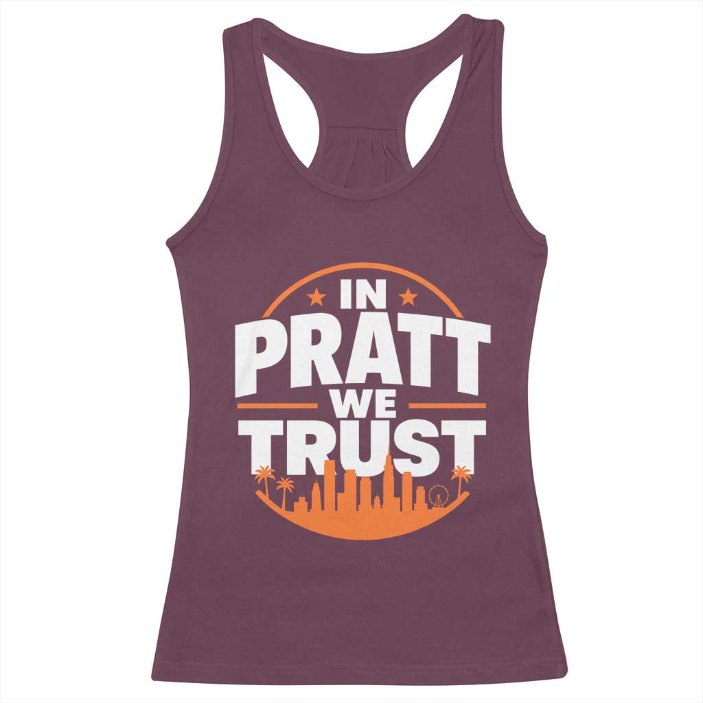 In Pratt We Trust Los Angeles Skyline Graphic Racerback Tank Top Patriotic LA City California Pride Local Leadership TS02 Maroon Print Your Wear
