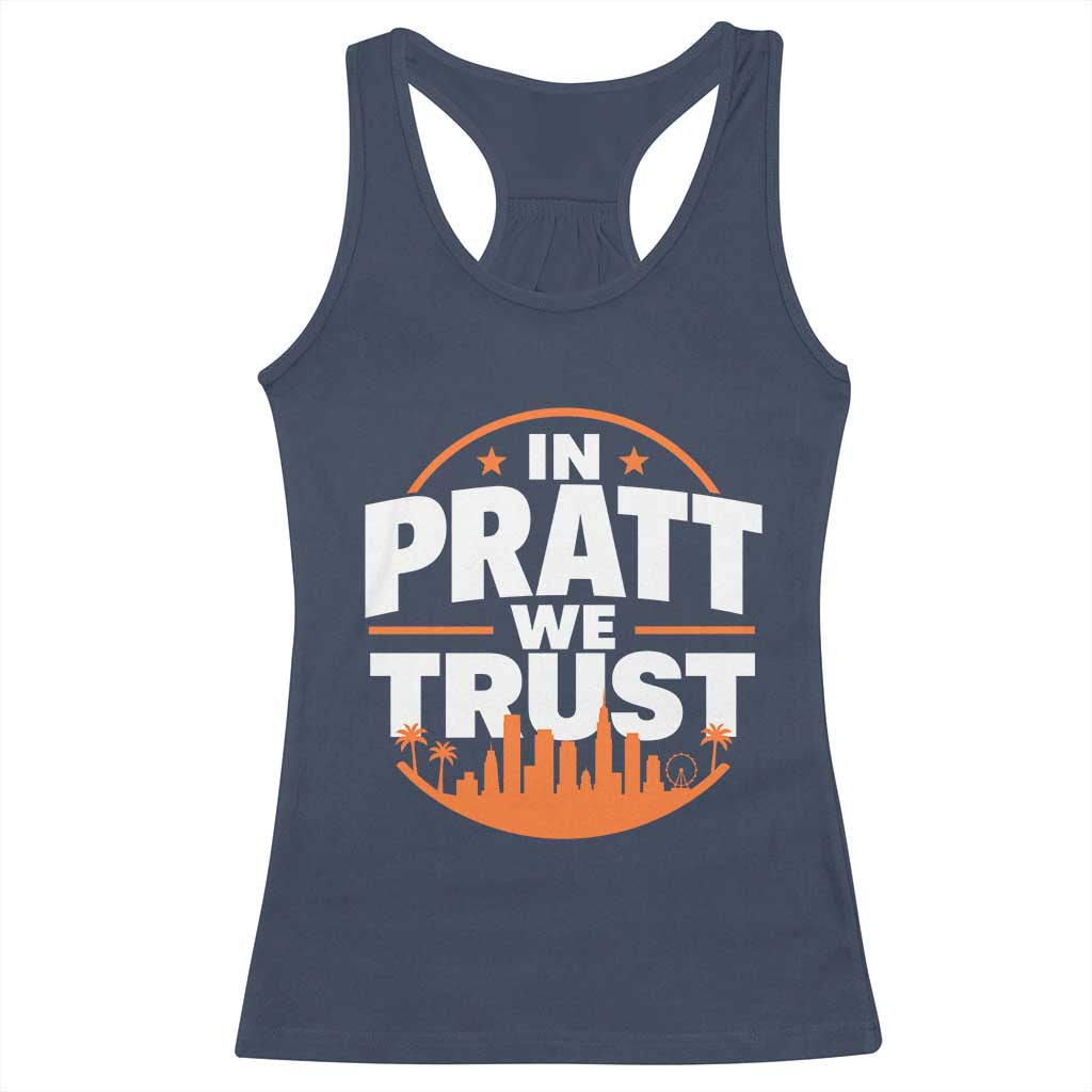 In Pratt We Trust Los Angeles Skyline Graphic Racerback Tank Top Patriotic LA City California Pride Local Leadership TS02 Navy Print Your Wear