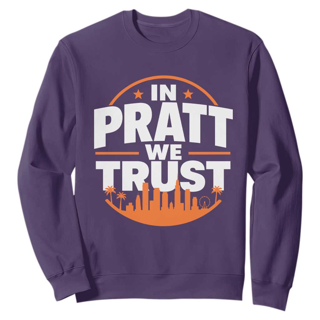 In Pratt We Trust Los Angeles Skyline Graphic Sweatshirt Patriotic LA City California Pride Local Leadership TS02 Purple Print Your Wear