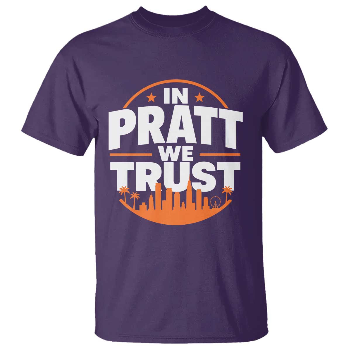 In Pratt We Trust Los Angeles Skyline Graphic T Shirt Patriotic LA City California Pride Local Leadership TS02 Purple Print Your Wear