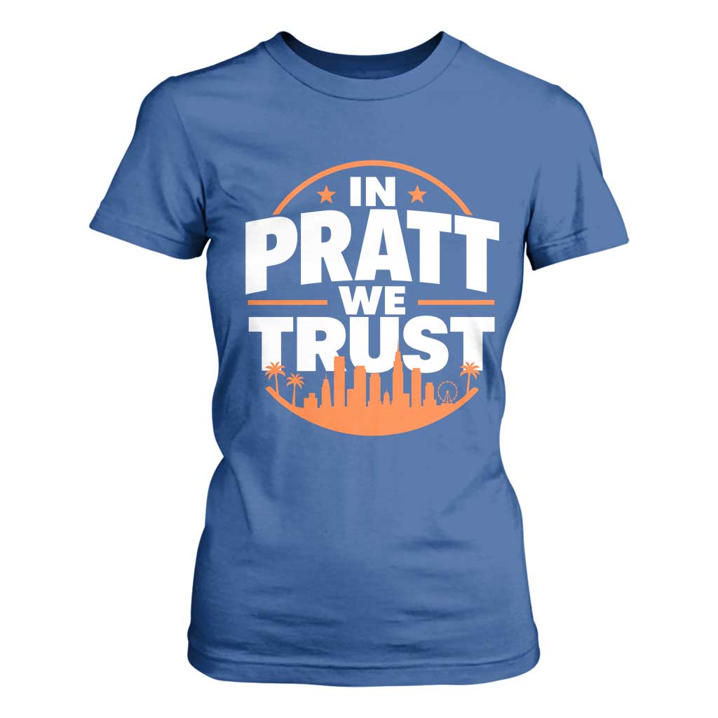 In Pratt We Trust Los Angeles Skyline Graphic T Shirt For Women Patriotic LA City California Pride Local Leadership TS02 Royal Blue Print Your Wear